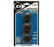 Dunlop (Intro) (Black Ball w/ Blue Dot) Squash Ball (3-Balls) (Blister Pack) (700106US)